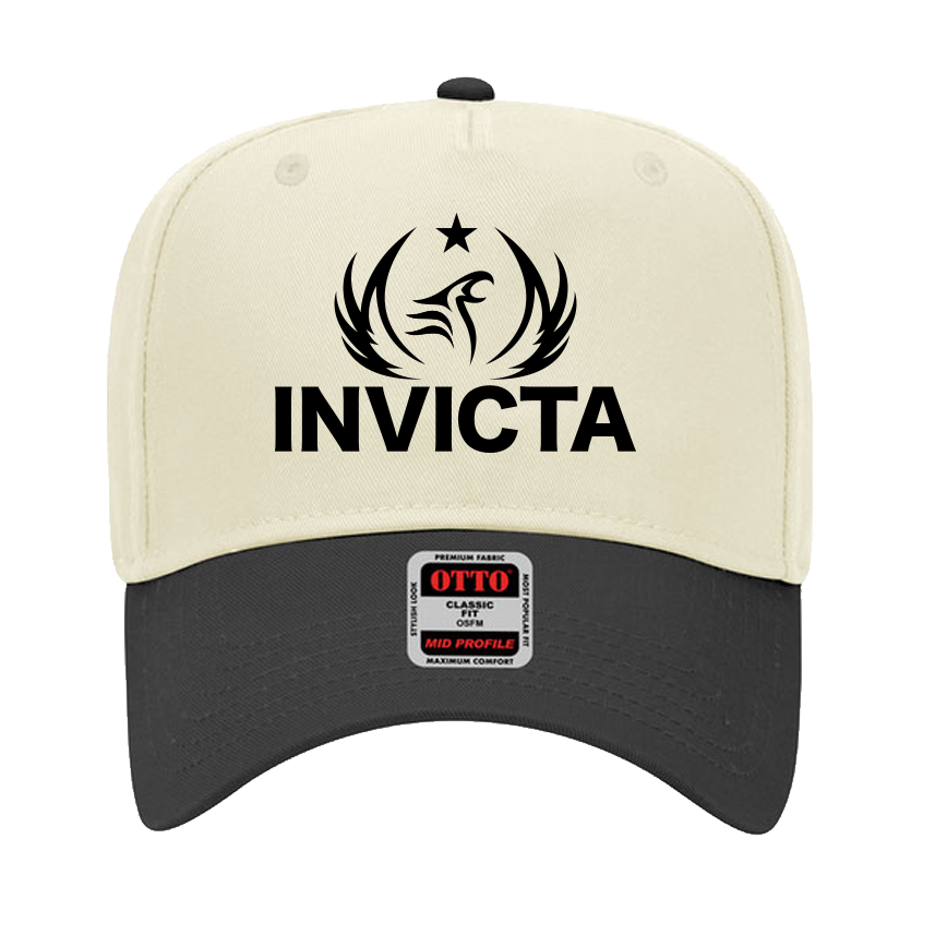 Invicta Fighting Championships Logo Hat - White and Black Mid-Profile Cap, featuring bold logo and premium fabric.