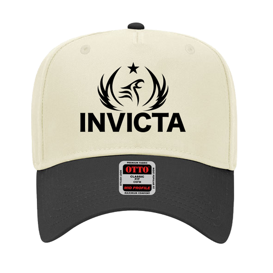 Invicta Fighting Championships Logo Hat - White and Black Mid-Profile Cap, featuring bold logo and premium fabric.