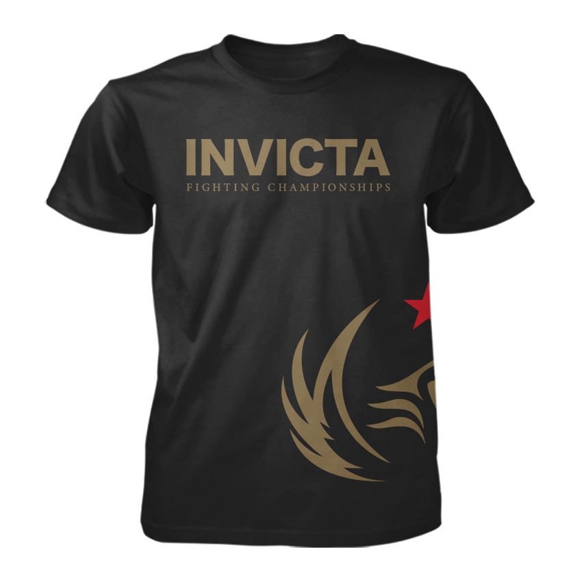 Invicta Fighting Championships Belt Tee - Black, featuring bold gold graphics and a championship-inspired design.