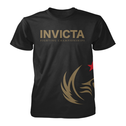 Invicta Fighting Championships Belt Tee - Black, featuring bold gold graphics and a championship-inspired design.