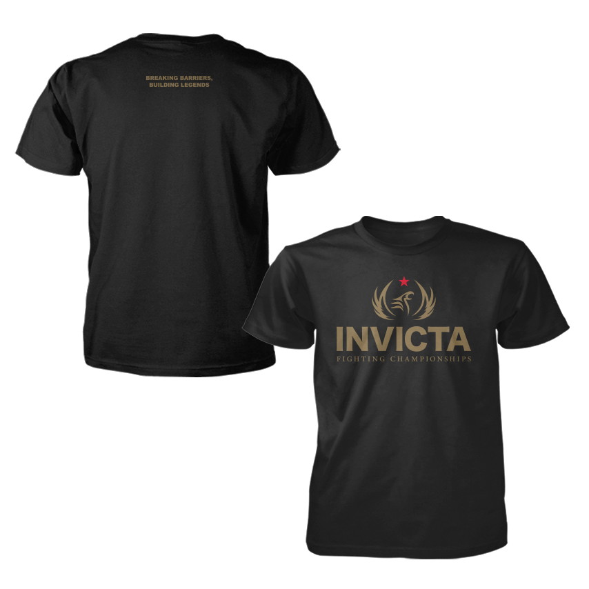 Invicta Fighting Championships Logo Tee - Black, flat lay showing front and back details.