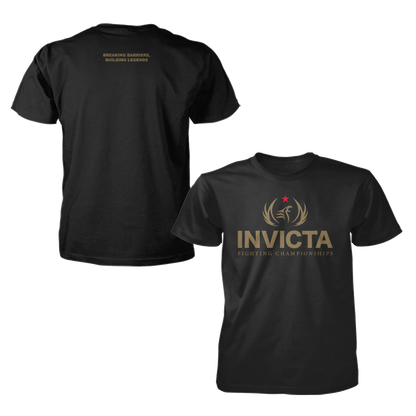 Invicta Fighting Championships Logo Tee - Black, flat lay showing front and back details.